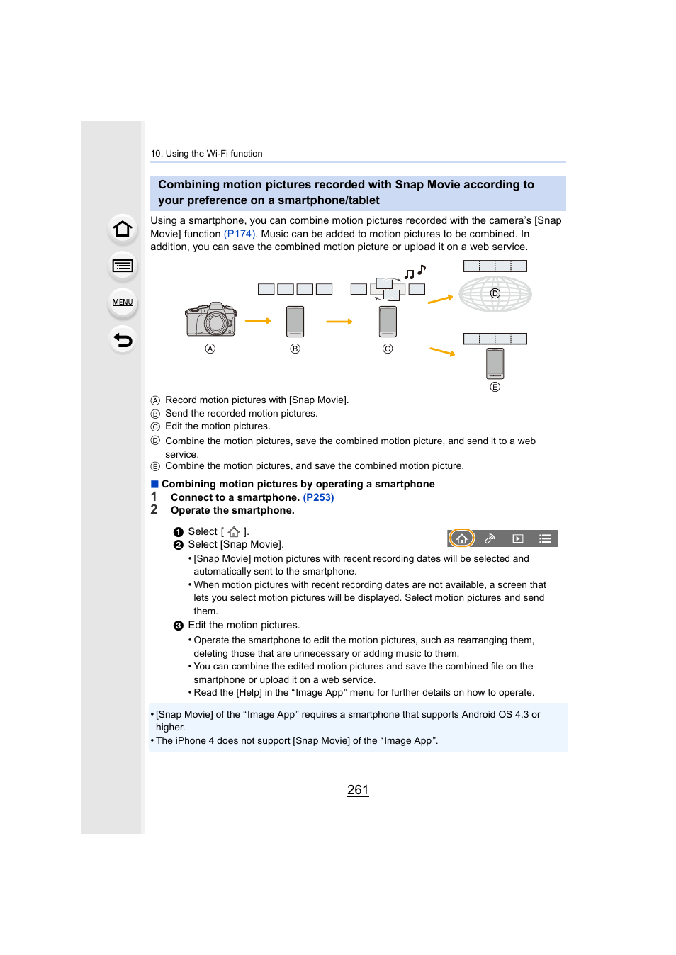 Preference on a smartphone/tablet, P261, P261) | Panasonic Lumix DMC-G85M User Manual | Page 261 / 338