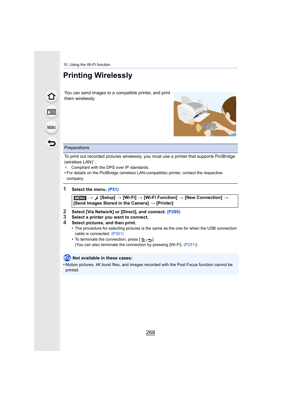 Printing wirelessly, P268, P268) | Panasonic Lumix DMC-G85M User Manual | Page 268 / 338