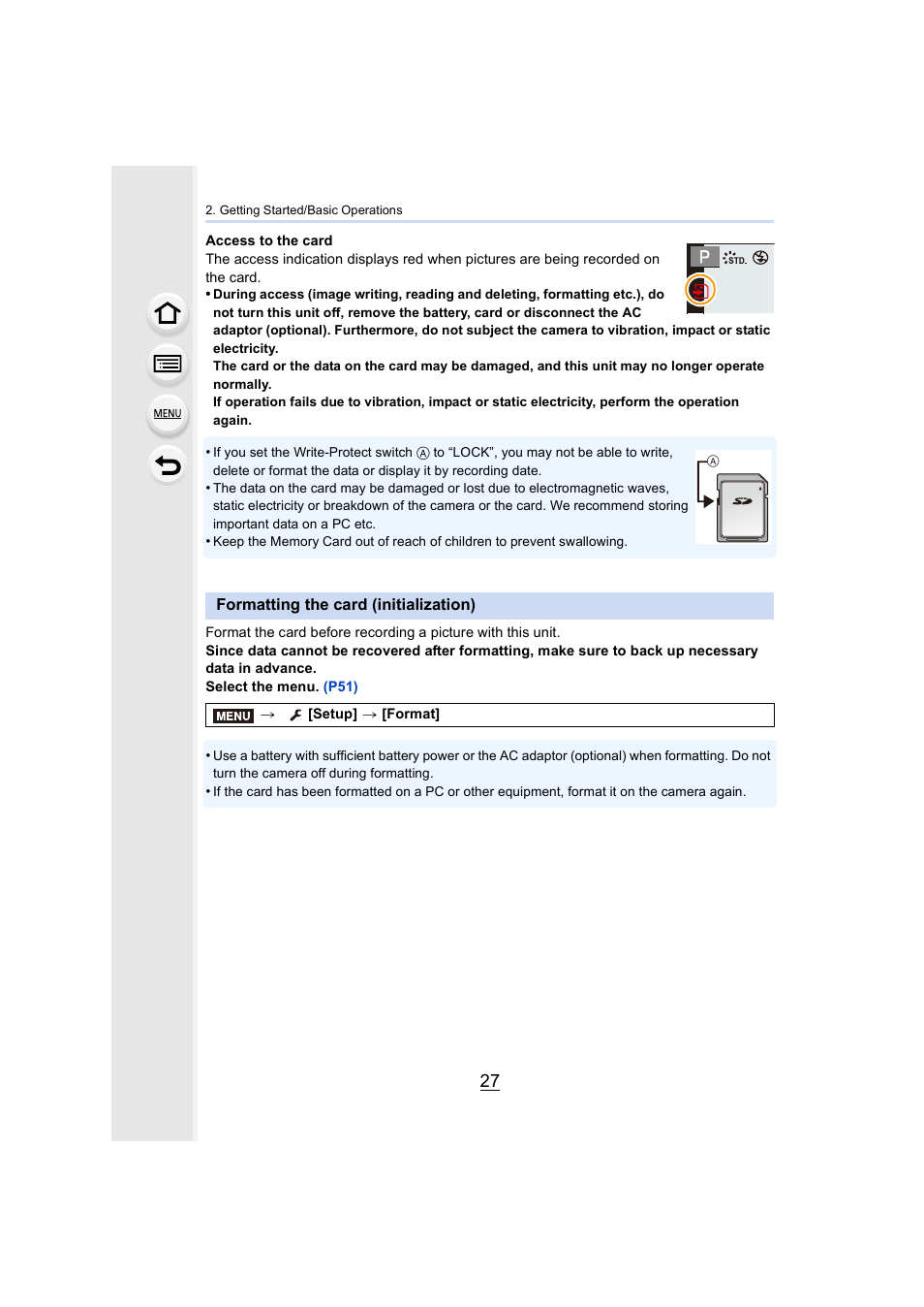 Formatting the card (initialization) | Panasonic Lumix DMC-G85M User Manual | Page 27 / 338