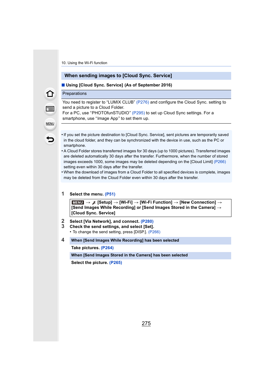 When sending images to [cloud sync. service, P275, P275) | Panasonic Lumix DMC-G85M User Manual | Page 275 / 338