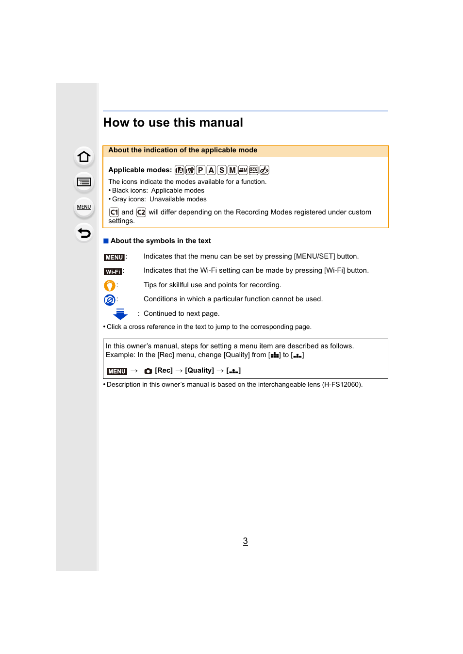 How to use this manual | Panasonic Lumix DMC-G85M User Manual | Page 3 / 338