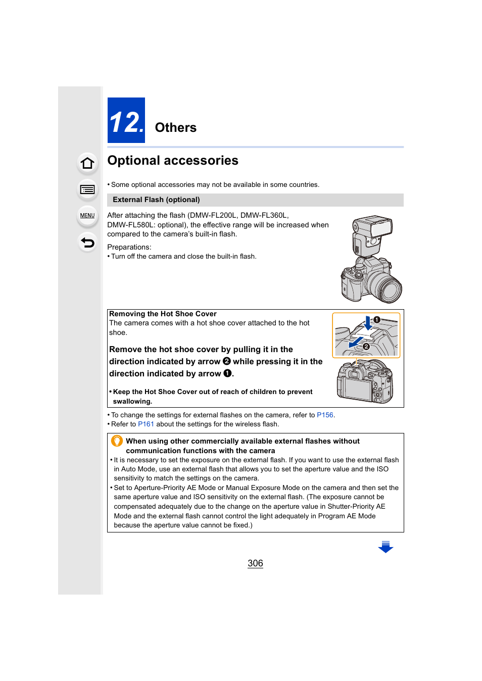 Others, Optional accessories, Oe (hot shoe cover) | P306), P306, Lash, Others optional accessories | Panasonic Lumix DMC-G85M User Manual | Page 306 / 338