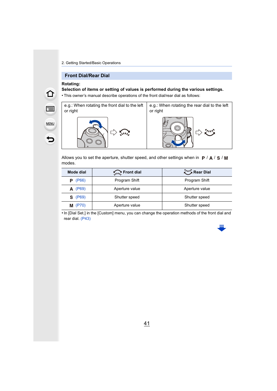 Front dial/rear dial, P41) | Panasonic Lumix DMC-G85M User Manual | Page 41 / 338