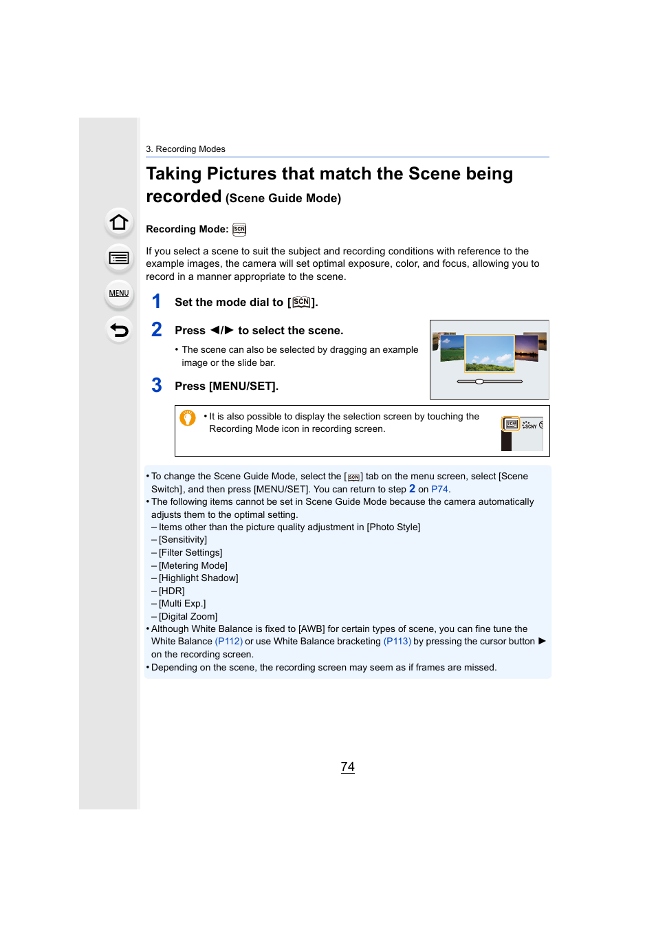 P74) | Panasonic Lumix DMC-G85M User Manual | Page 74 / 338