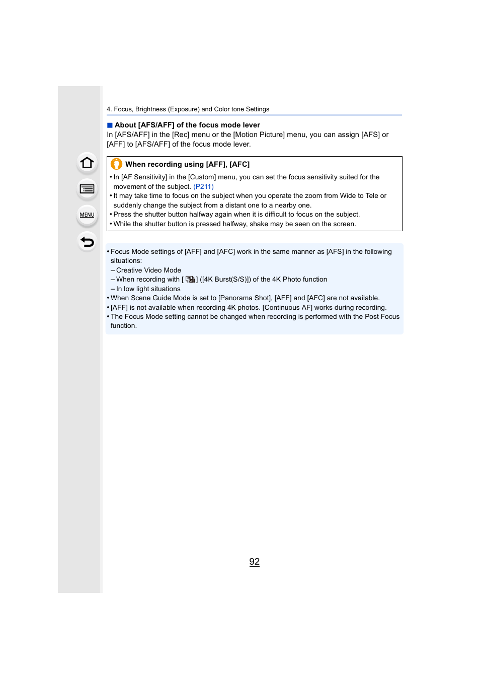 P92) | Panasonic Lumix DMC-G85M User Manual | Page 92 / 338