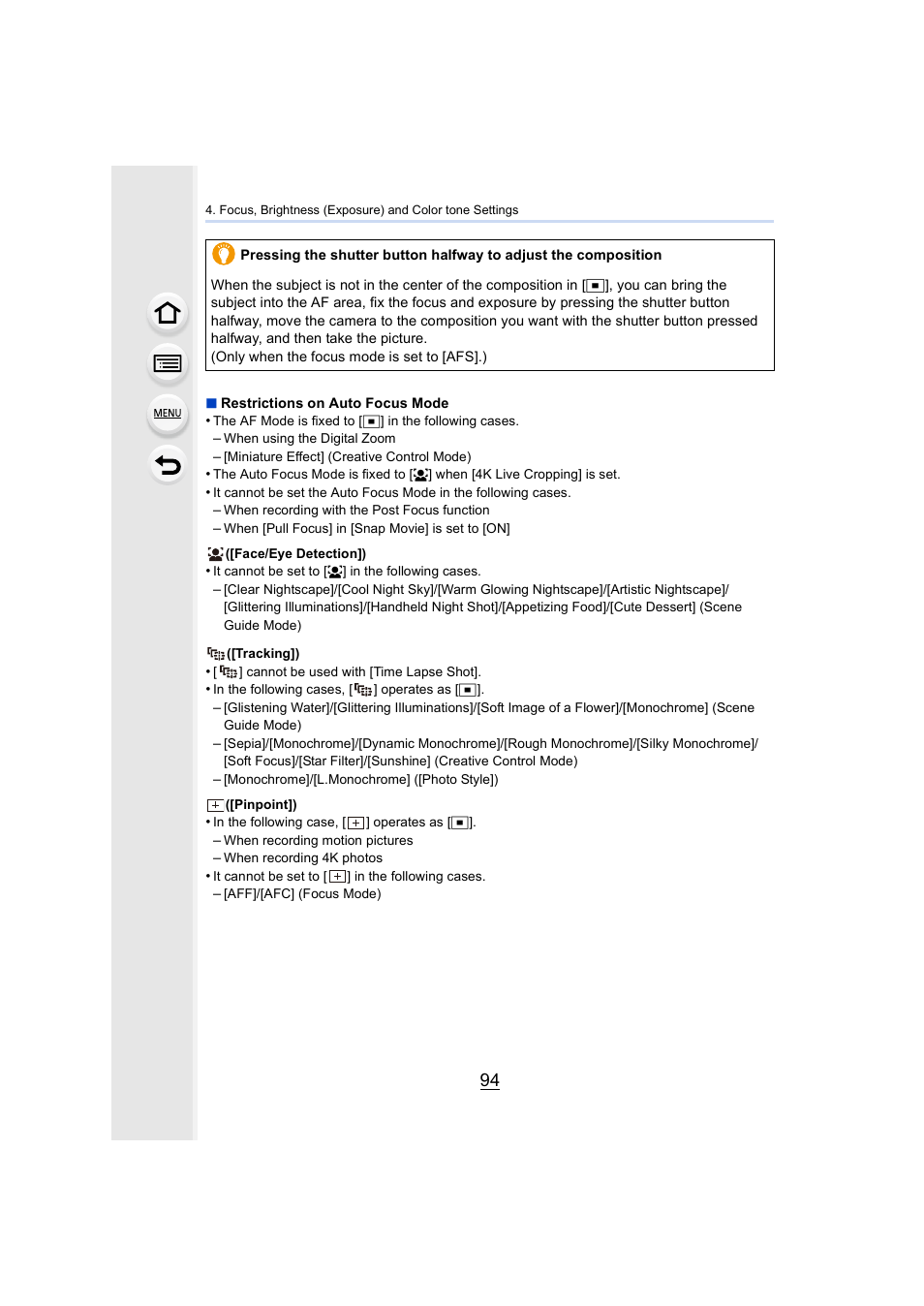 Panasonic Lumix DMC-G85M User Manual | Page 94 / 338