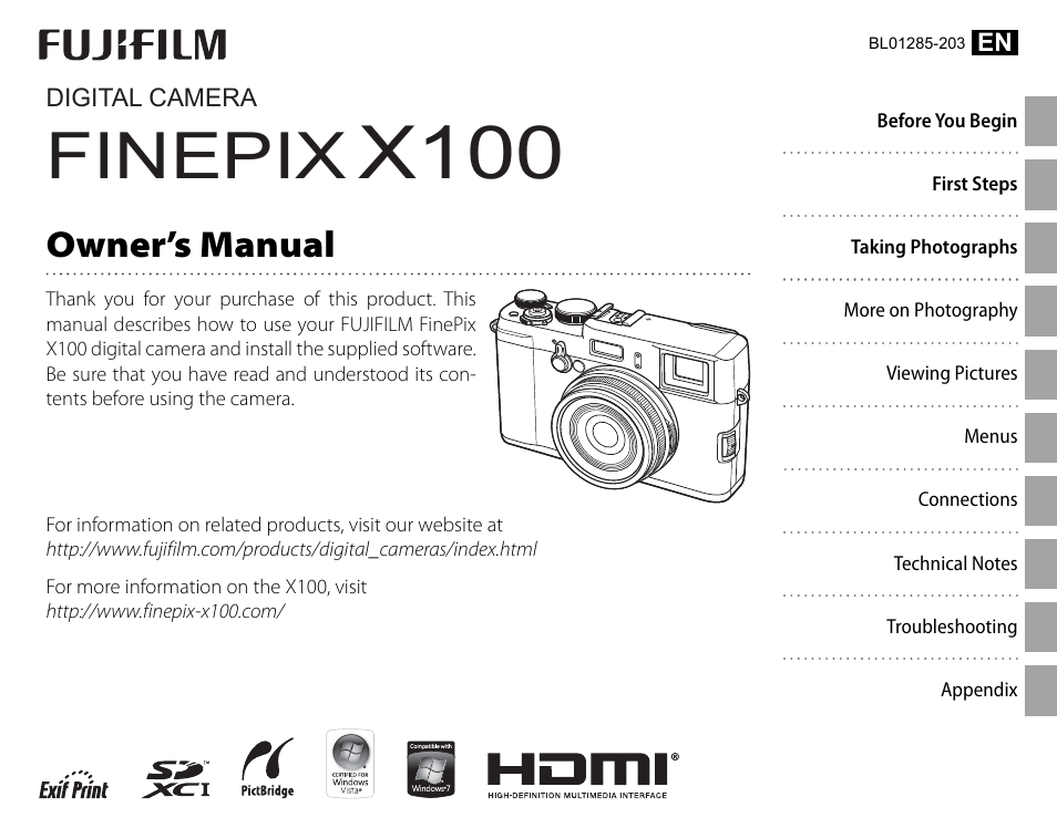 FujiFilm X100 User Manual | 140 pages