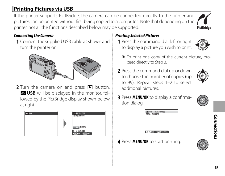 Printing pictures via usb | FujiFilm X100 User Manual | Page 105 / 140