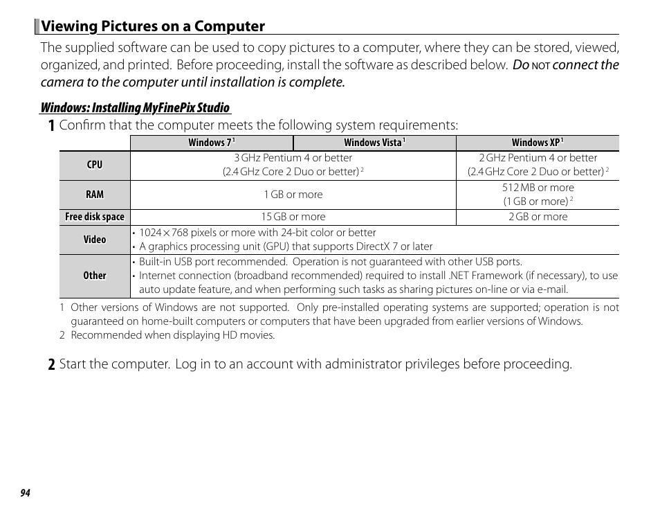 Viewing pictures on a computer | FujiFilm X100 User Manual | Page 110 / 140