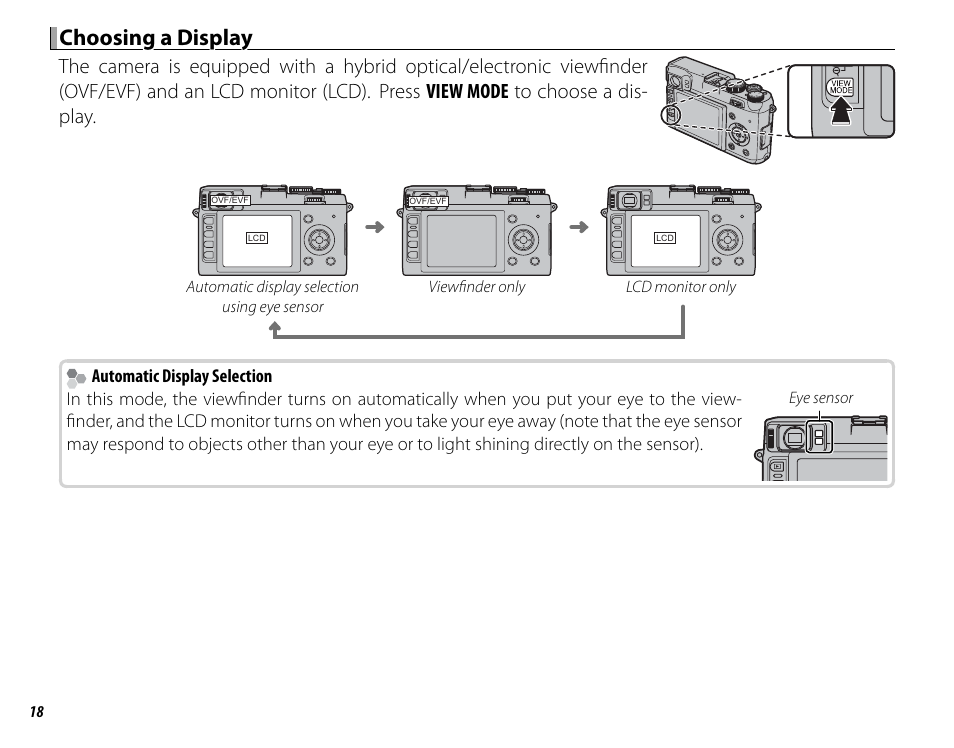 Choosing a display | FujiFilm X100 User Manual | Page 34 / 140