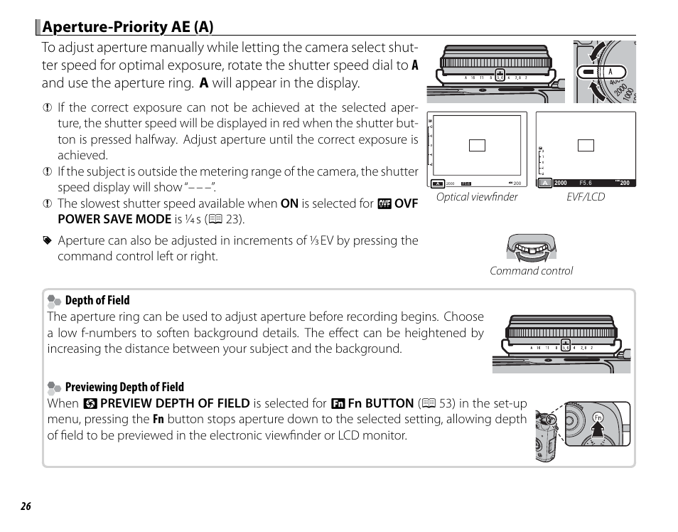 Aperture-priority ae (a) | FujiFilm X100 User Manual | Page 42 / 140