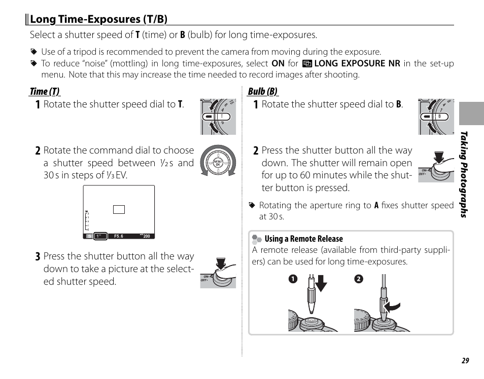 Long time-exposures (t/b) | FujiFilm X100 User Manual | Page 45 / 140