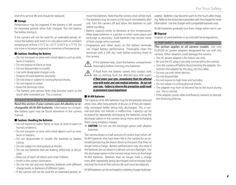 Vfor your safety | FujiFilm X100 User Manual | Page 5 / 140