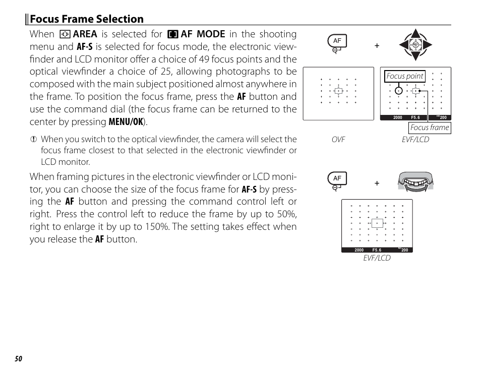 Focus frame selection | FujiFilm X100 User Manual | Page 66 / 140