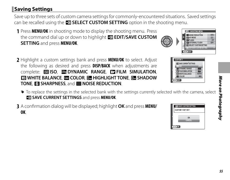 Saving settings, Mo re o n ph o to g ra p h y | FujiFilm X100 User Manual | Page 71 / 140