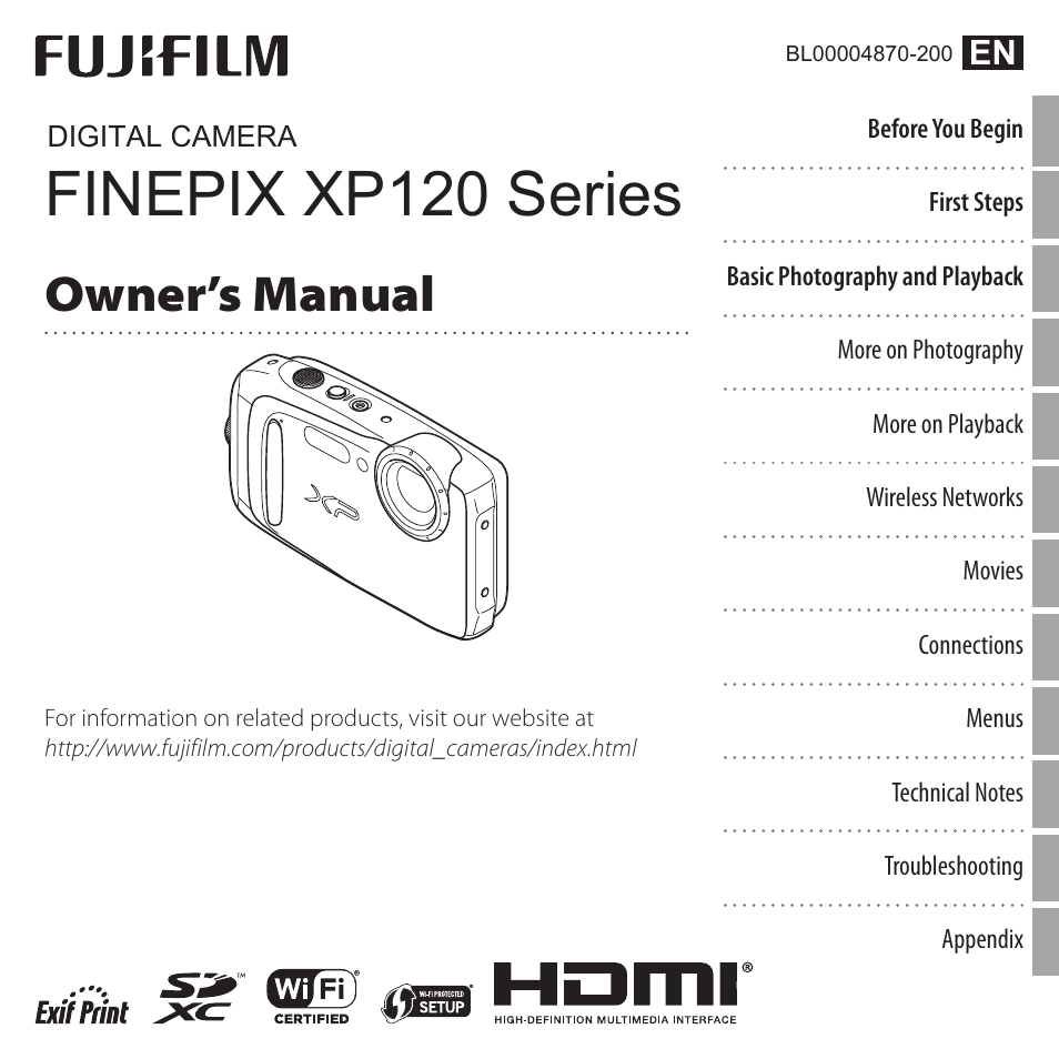 FujiFilm FinePix XP120 User Manual | 138 pages