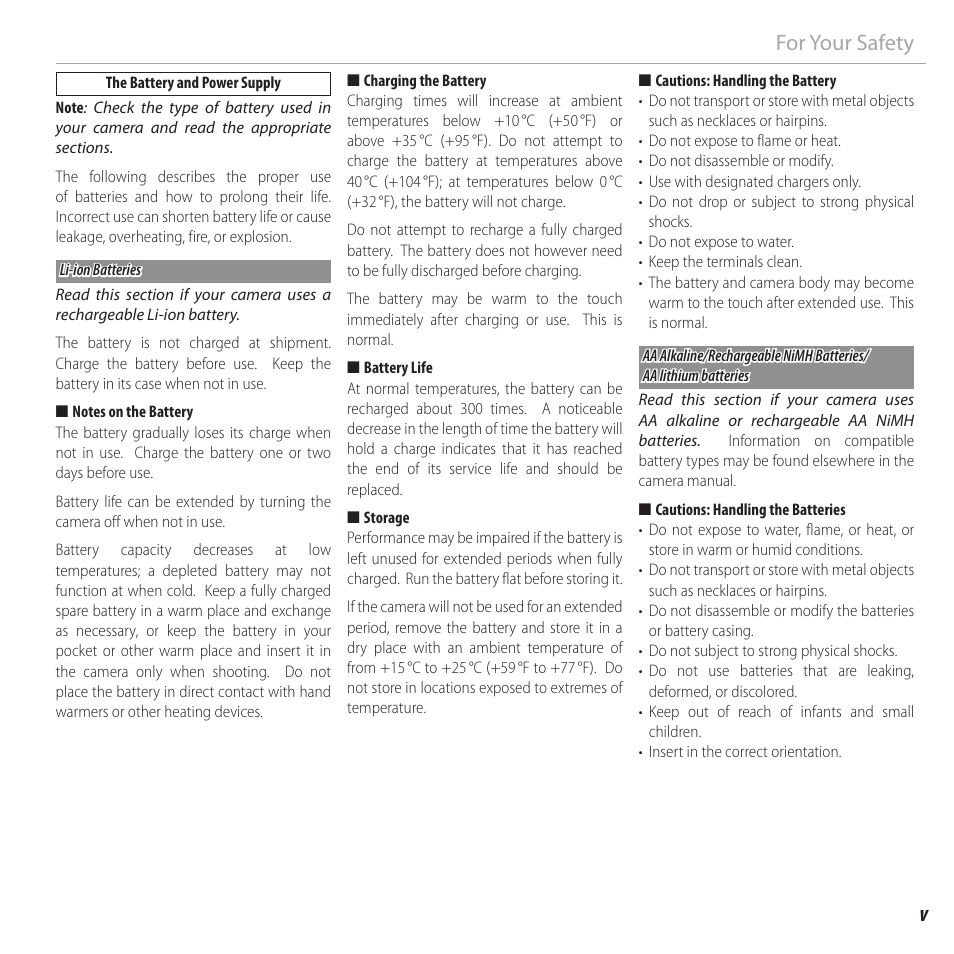 Vfor your safety | FujiFilm FinePix XP120 User Manual | Page 5 / 138