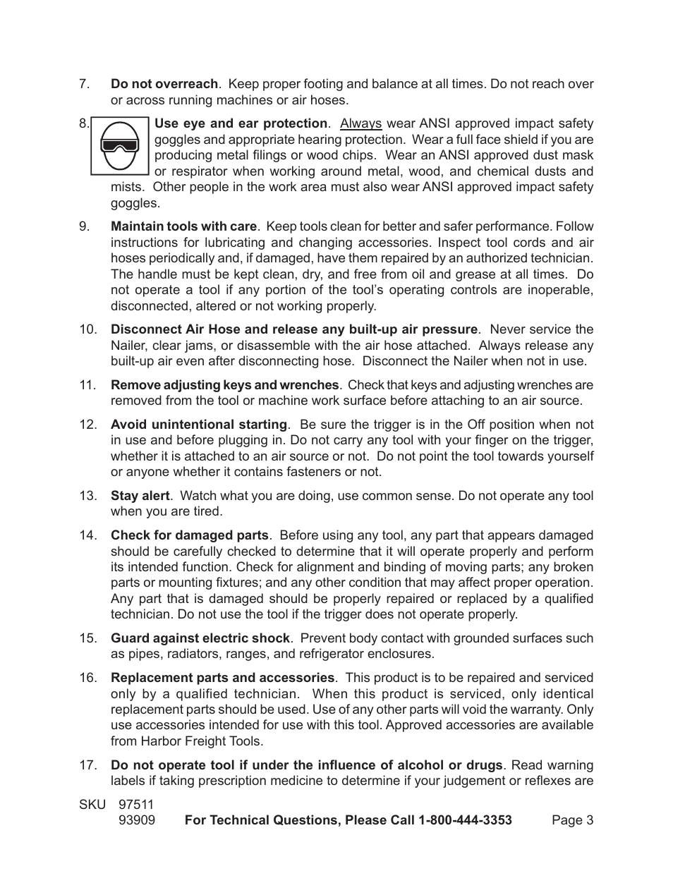 Harbor Freight Tools Model 97511 User Manual | Page 3 / 12