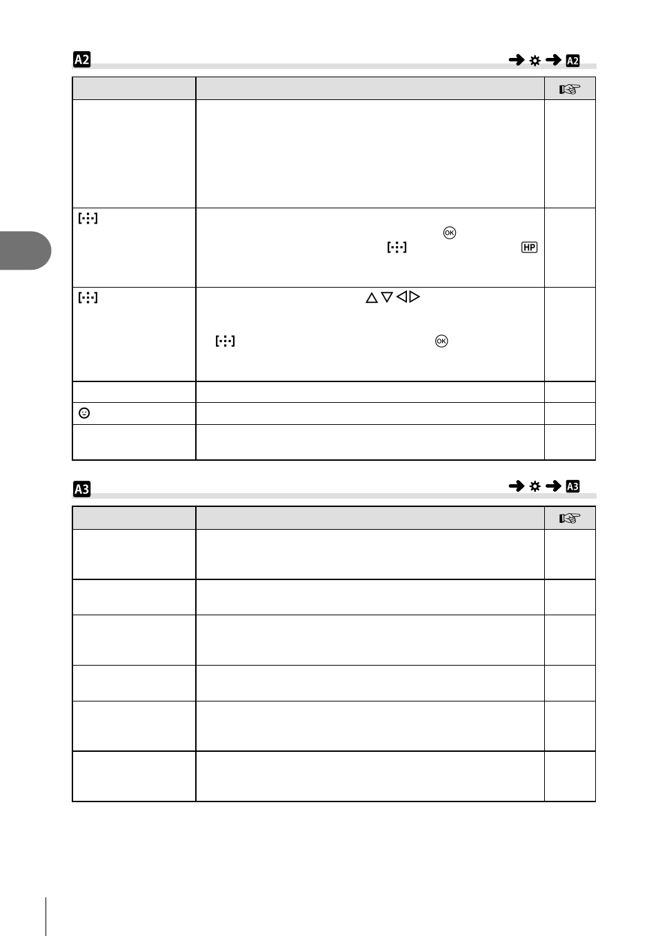 Menu functions (custom menus), K af/mf, L af/mf | Olympus OM-D E-M1 Mark II User Manual | Page 112 / 196