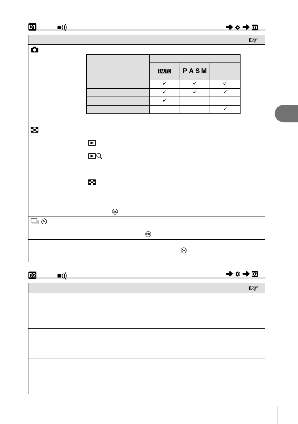 Menu functions (custom menus), P disp/ 8 /pc, Q disp/ 8 /pc | Olympus OM-D E-M1 Mark II User Manual | Page 115 / 196