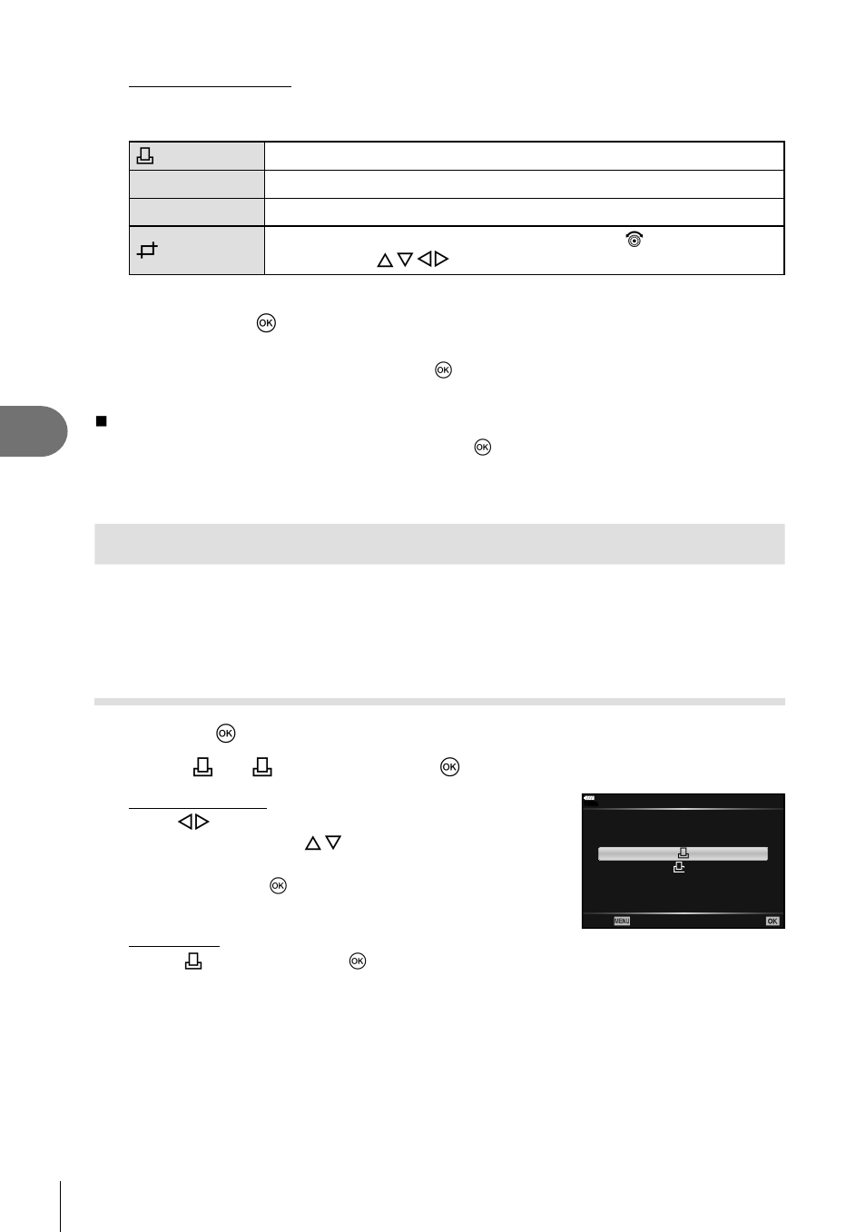 Print order ( dpof), Connecting the camera to a computer and a printer, Creating a print order | Olympus OM-D E-M1 Mark II User Manual | Page 144 / 196