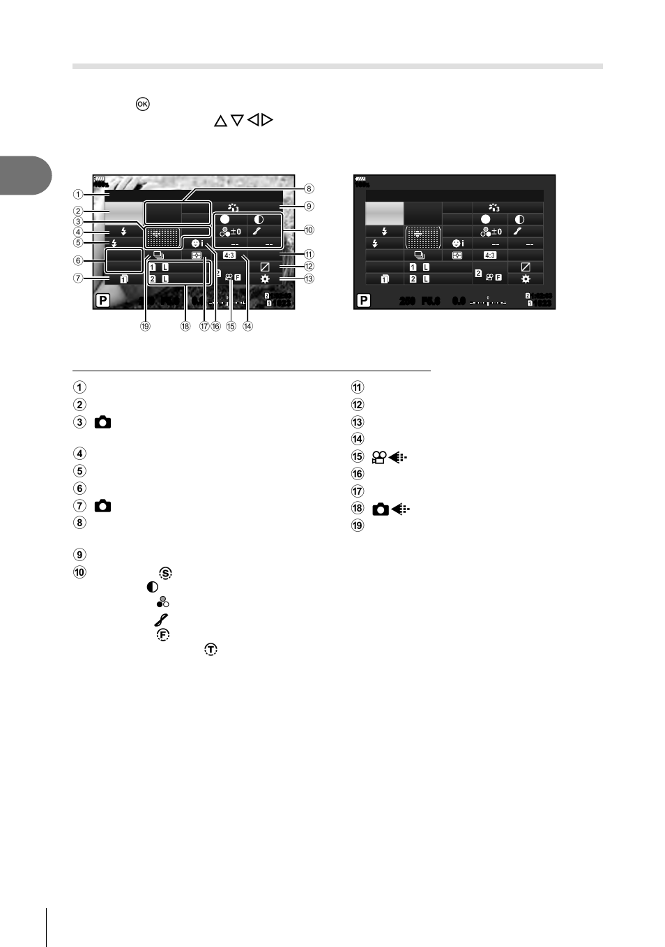 Shooting, Setting in super control panel, 50 en | P. 34 color/vivid | Olympus OM-D E-M1 Mark II User Manual | Page 50 / 196