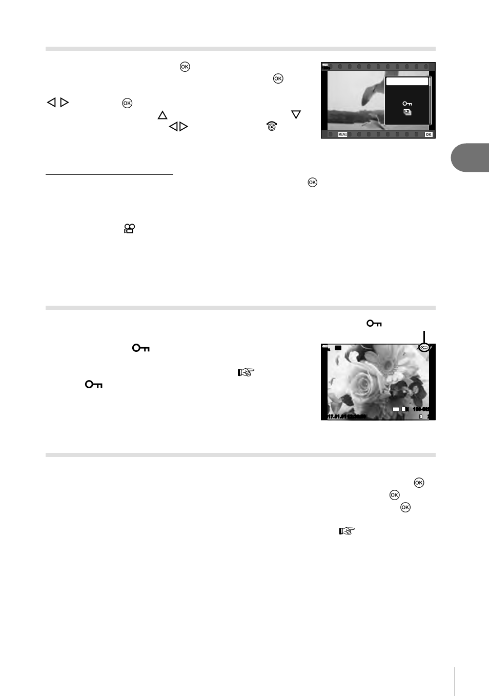 Playback, Watching movies, Protecting images | Copying an image ( copy), 81 en | Olympus OM-D E-M1 Mark II User Manual | Page 81 / 196