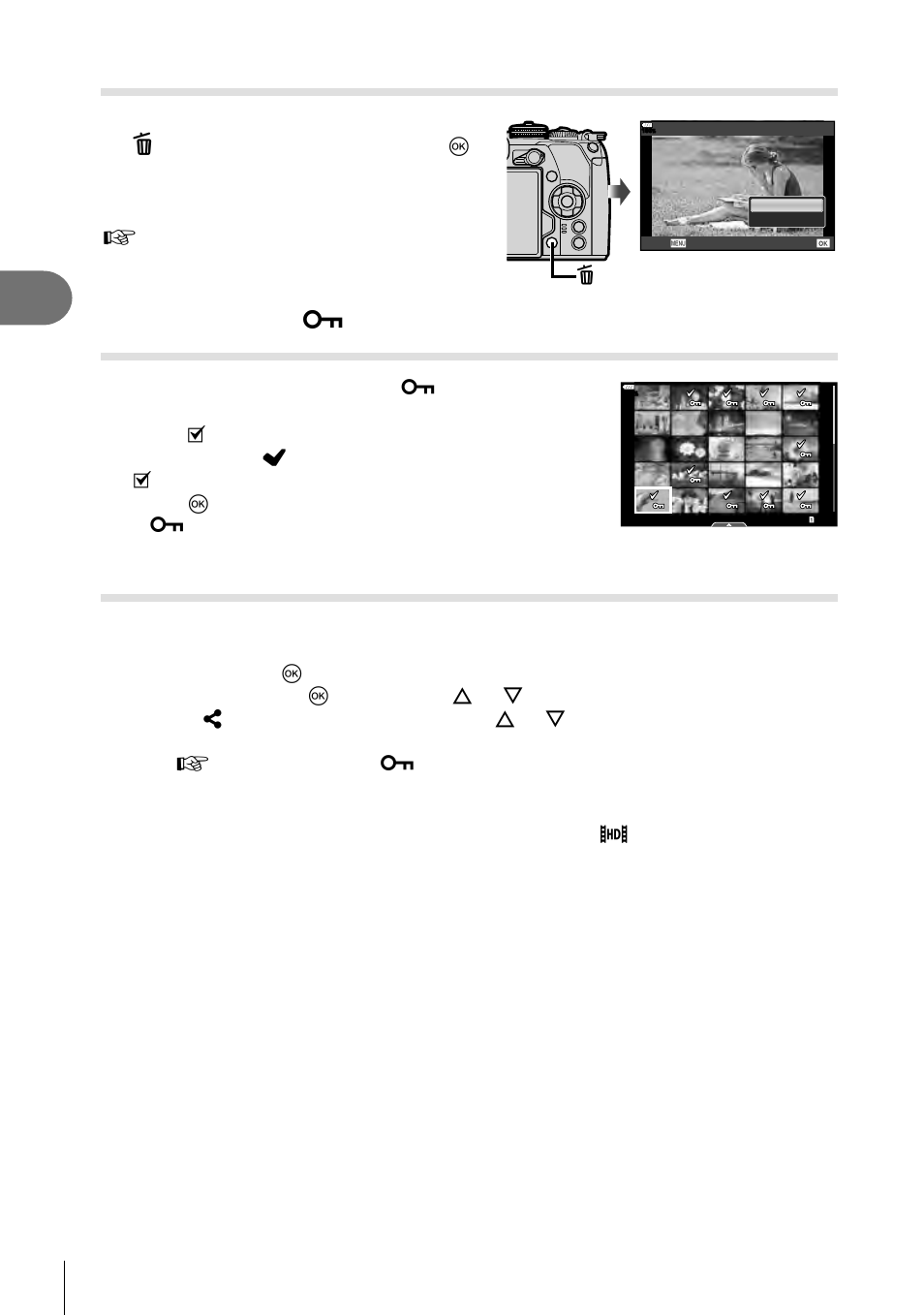 Playback, Erasing an image, Setting a transfer order on images ( share order) | 82 en | Olympus OM-D E-M1 Mark II User Manual | Page 82 / 196