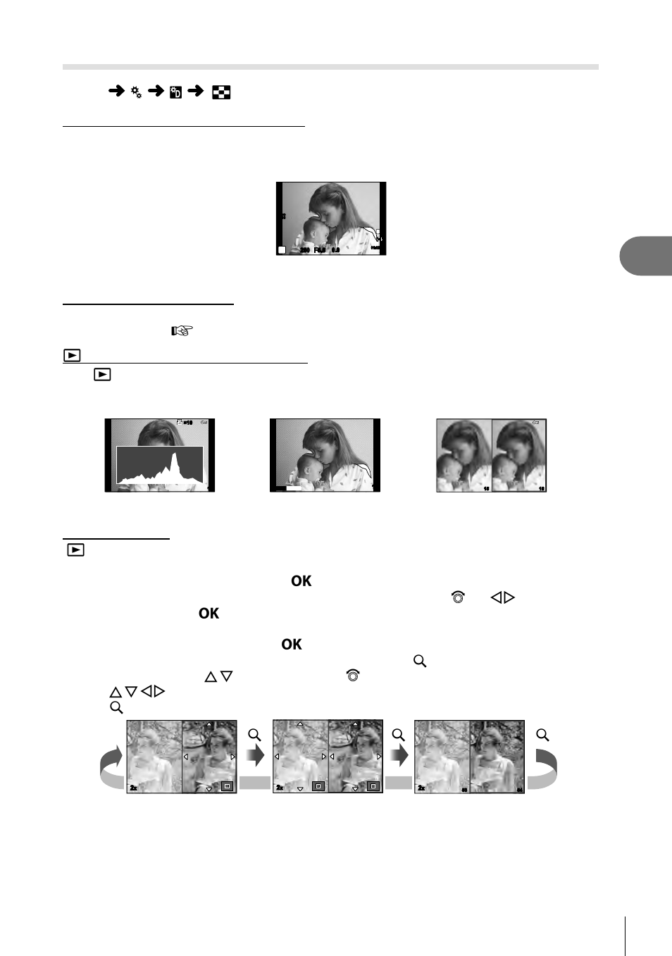 Menu functions (custom menus), Adding information displays, 105 en | Menu c u [ g /info settings, Highlight & shadow display | Olympus PEN E-PL8 User Manual | Page 105 / 162
