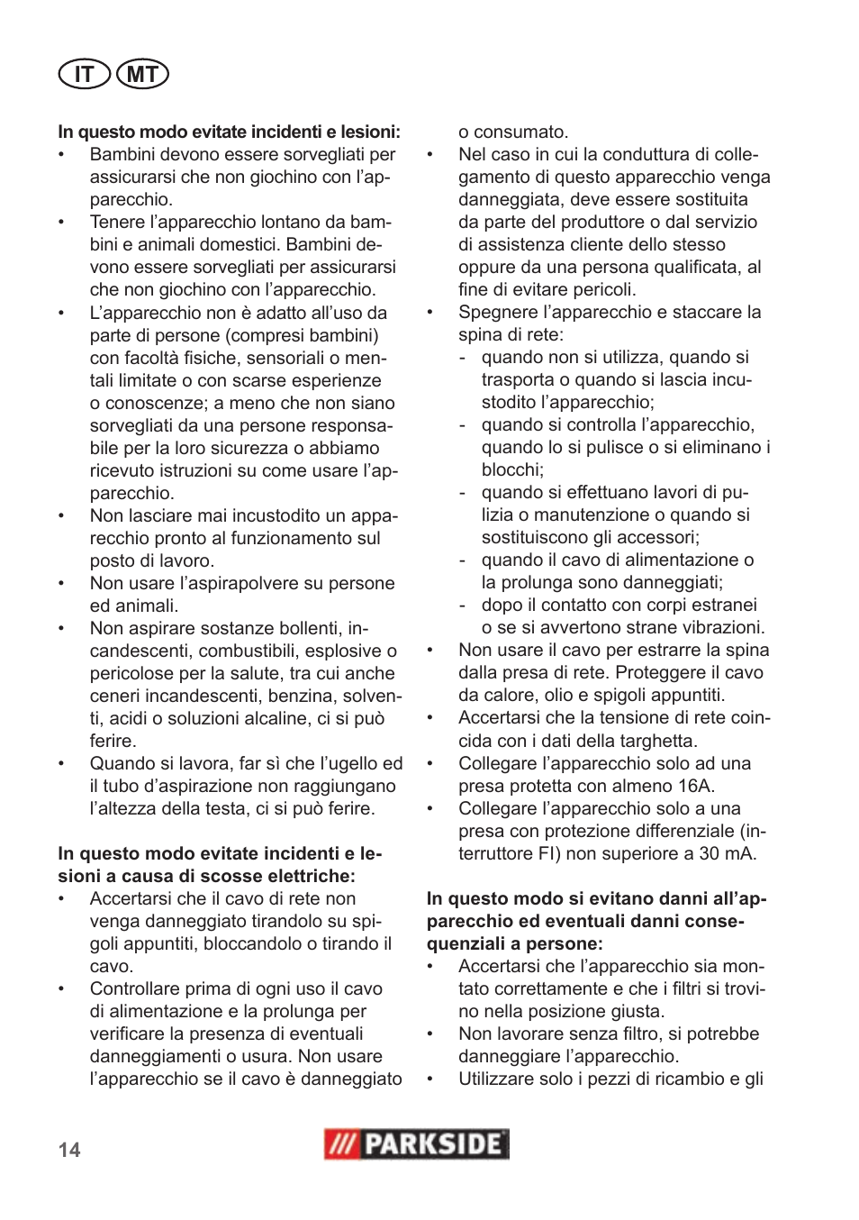 It mt | Parkside PNTS 1400 B1 User Manual | Page 14 / 50
