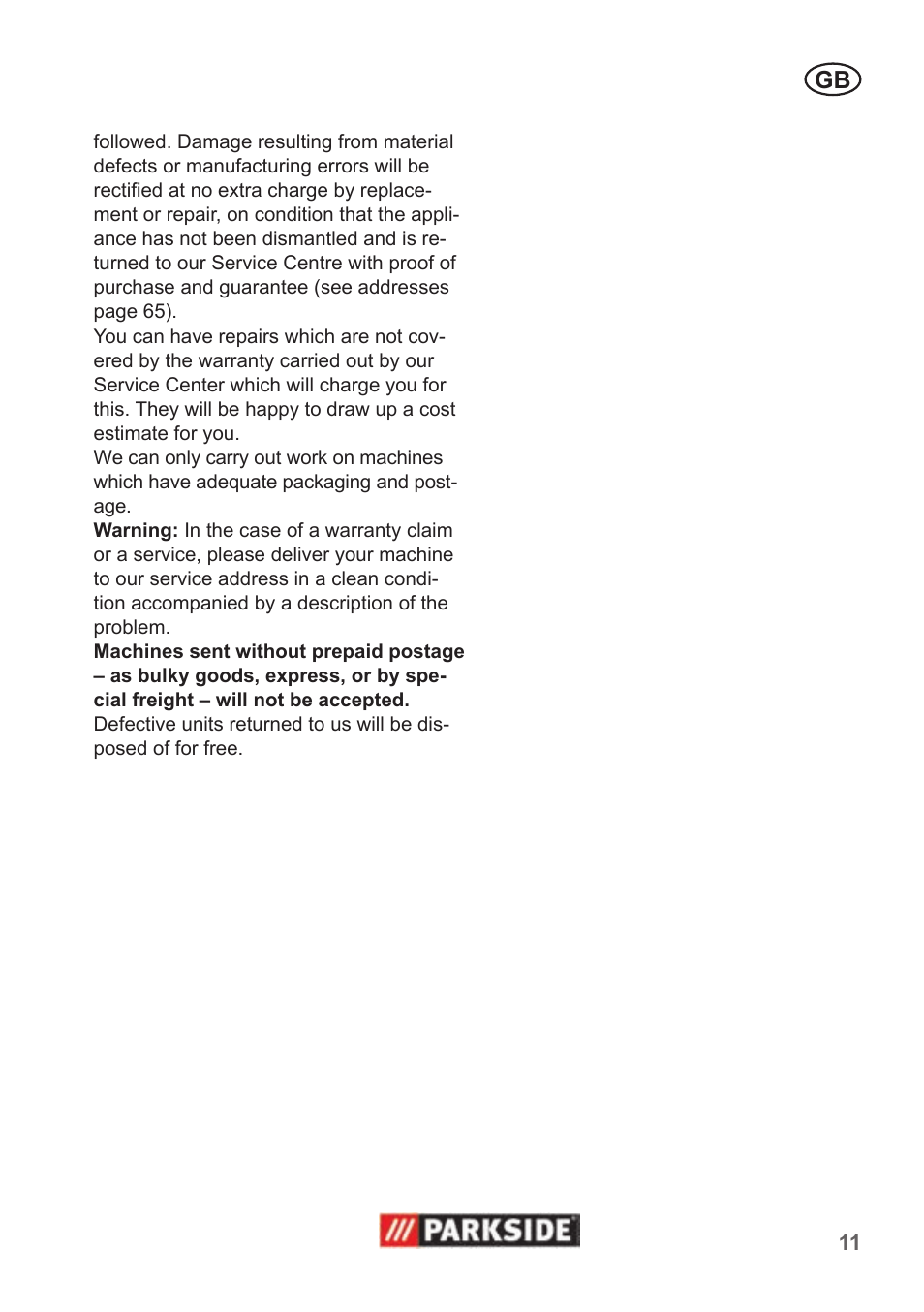 Parkside PNTS 1400 B1 User Manual | Page 11 / 66