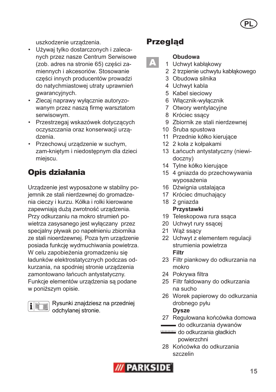 Opis działania, Przegląd | Parkside PNTS 1400 B1 User Manual | Page 15 / 66