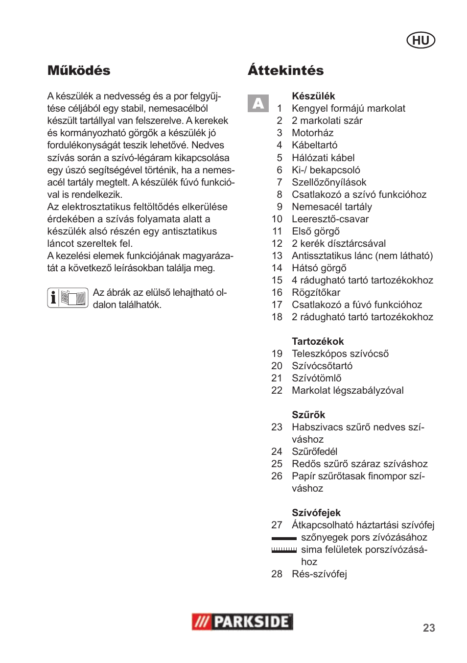 Működés, Áttekintés | Parkside PNTS 1400 B1 User Manual | Page 23 / 66