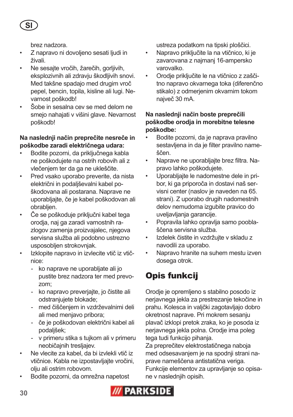 Opis funkcij | Parkside PNTS 1400 B1 User Manual | Page 30 / 66