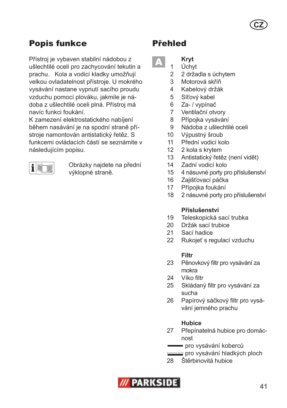 Přehled, Popis funkce | Parkside PNTS 1400 B1 User Manual | Page 41 / 66