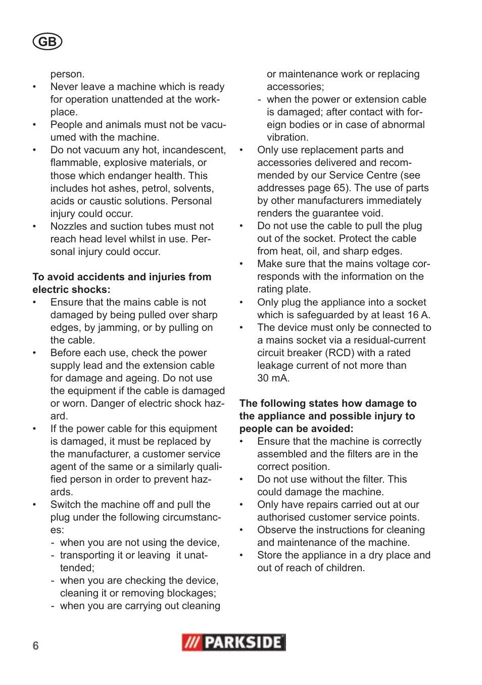 Parkside PNTS 1400 B1 User Manual | Page 6 / 66