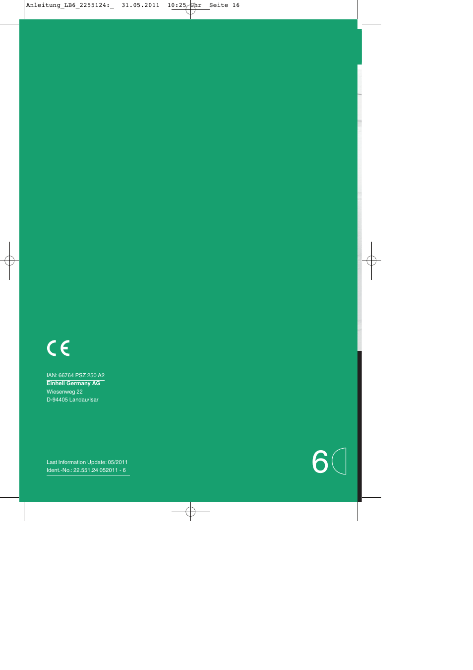 Parkside PSZ 250 A2 User Manual | Page 16 / 16