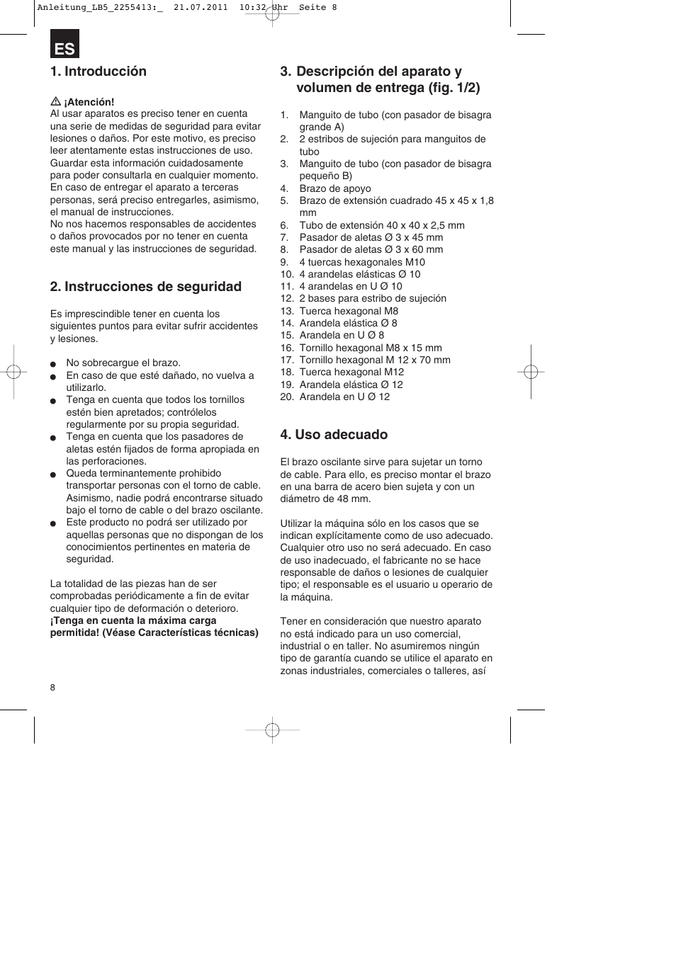 Introducción, Instrucciones de seguridad, Uso adecuado | Parkside PSZ 250 A2 User Manual | Page 8 / 28