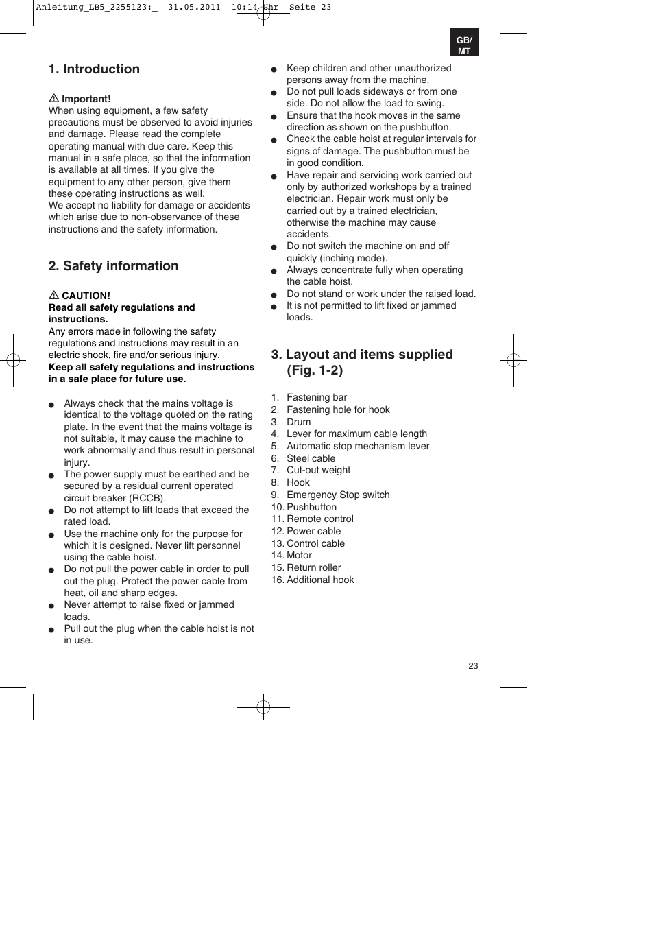 Introduction, Safety information, Layout and items supplied (fig. 1-2) | Parkside PSZ 250 A2 User Manual | Page 23 / 40