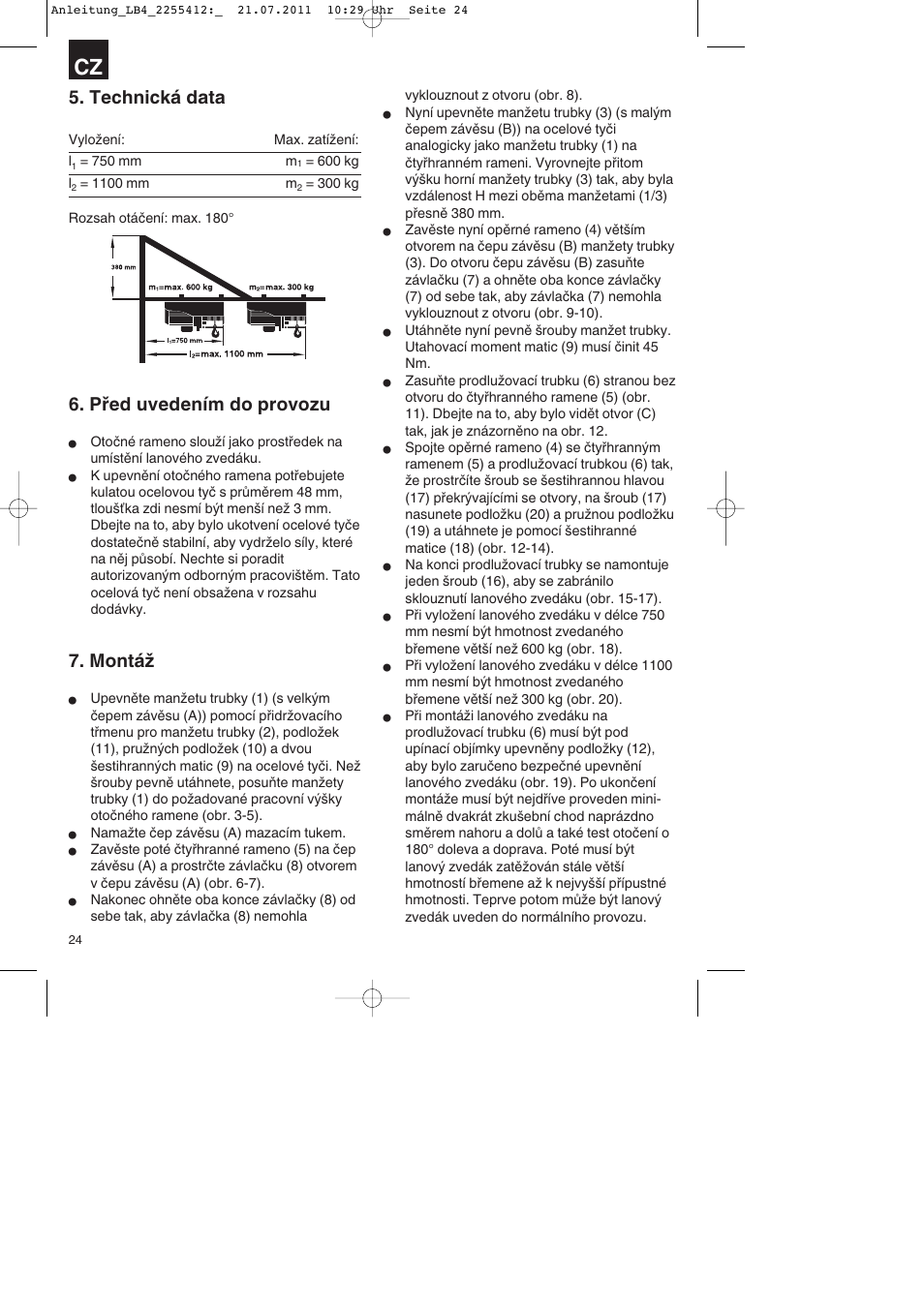 Technická data, Před uvedením do provozu, Montáž | Parkside PSZ 250 A2 User Manual | Page 24 / 44