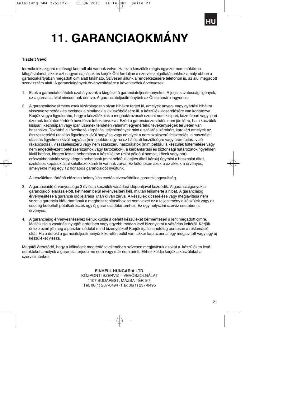 Garanciaokmány | Parkside PSZ 250 A2 User Manual | Page 21 / 64