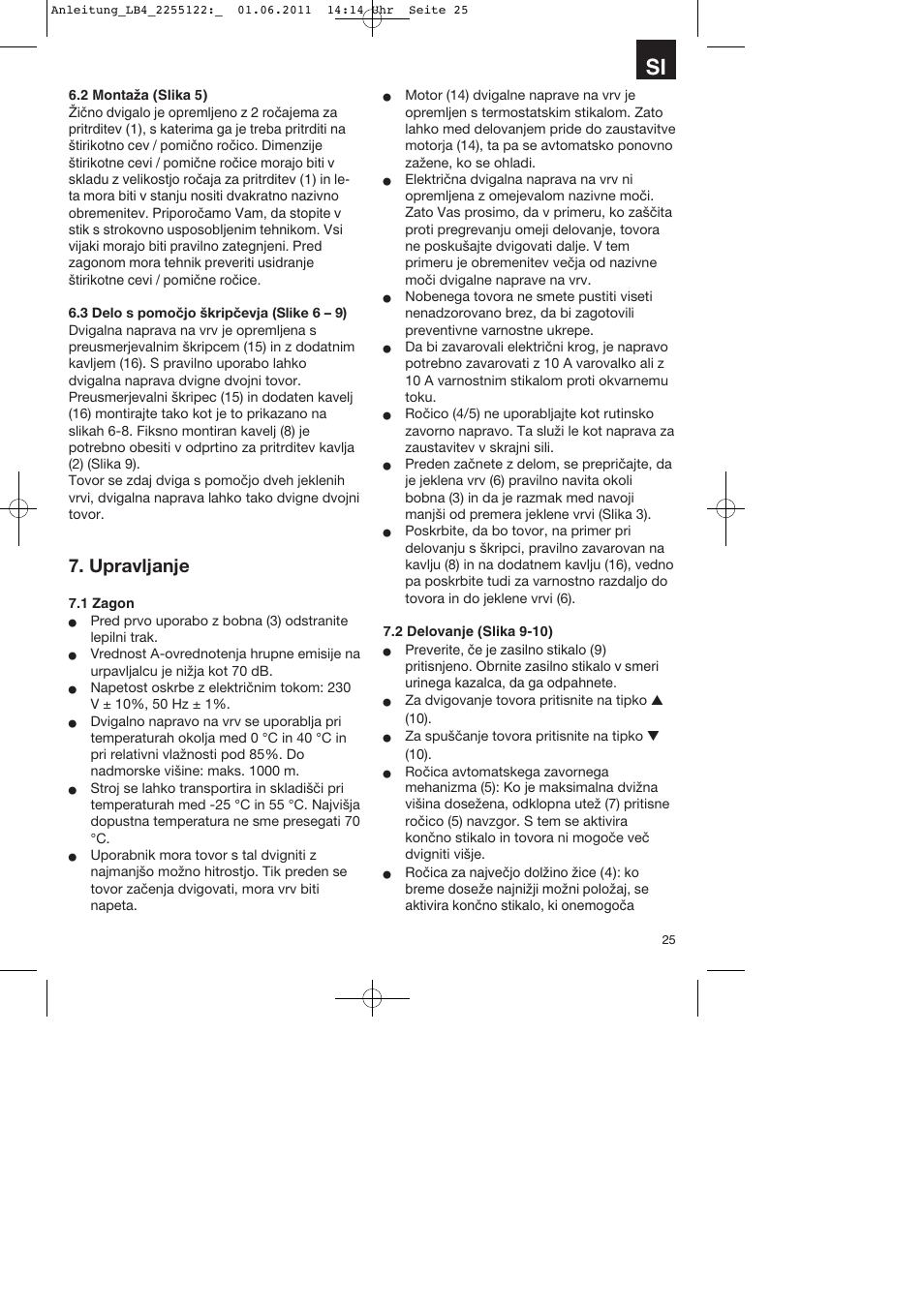 Upravljanje | Parkside PSZ 250 A2 User Manual | Page 25 / 64
