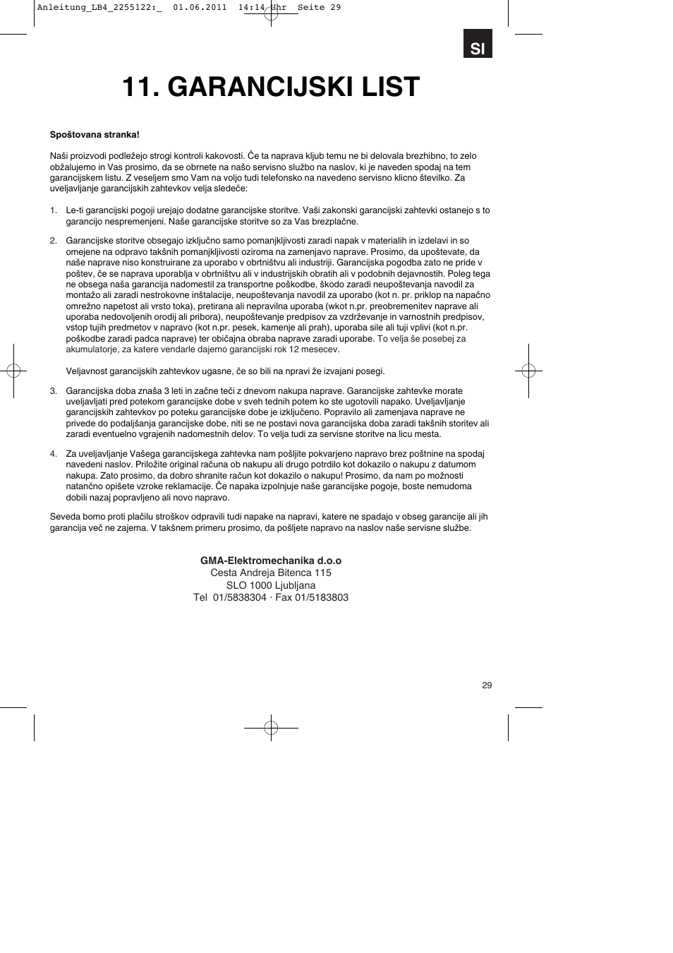 Garancijski list | Parkside PSZ 250 A2 User Manual | Page 29 / 64