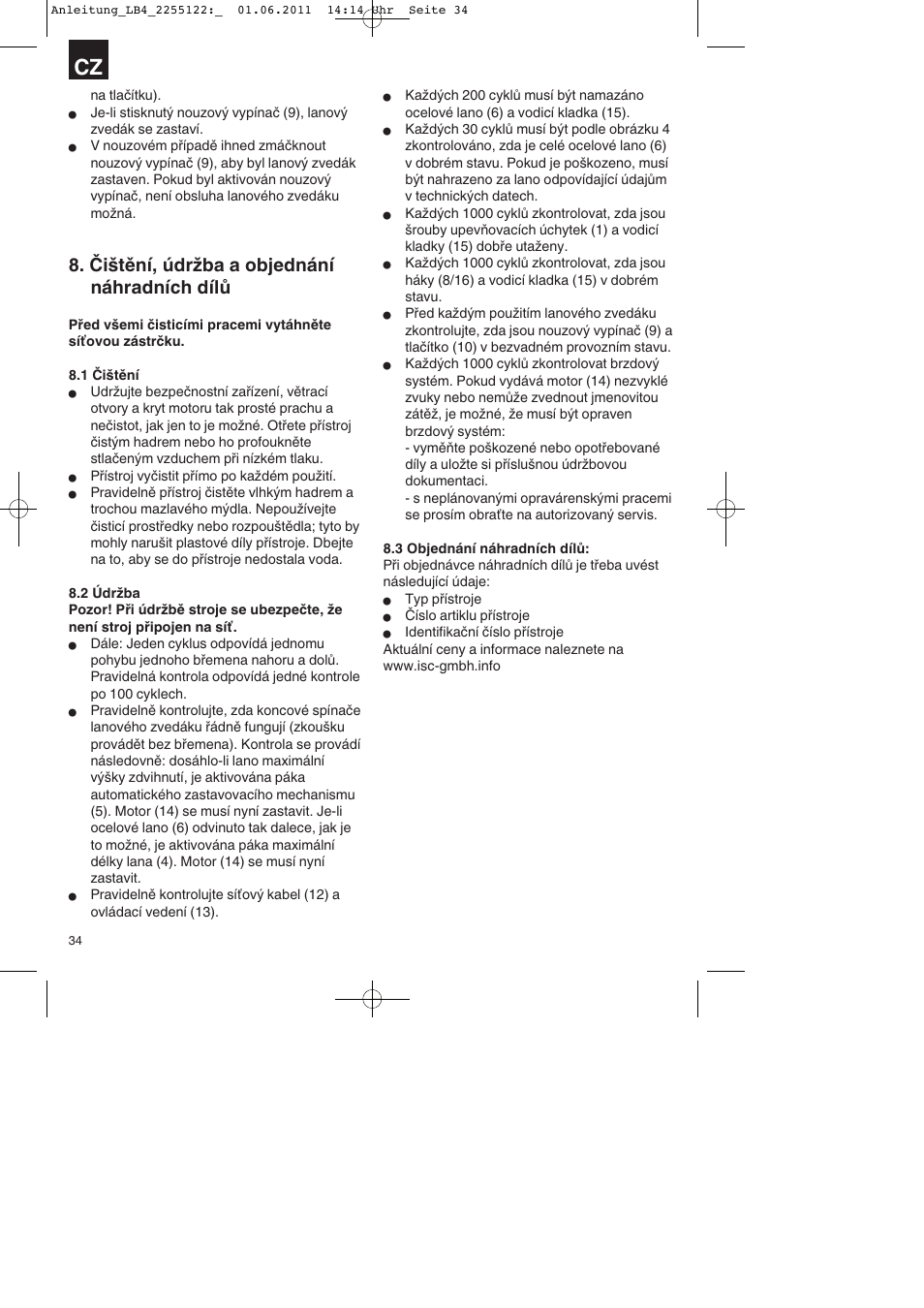 Čištění, údržba a objednání náhradních dílů | Parkside PSZ 250 A2 User Manual | Page 34 / 64