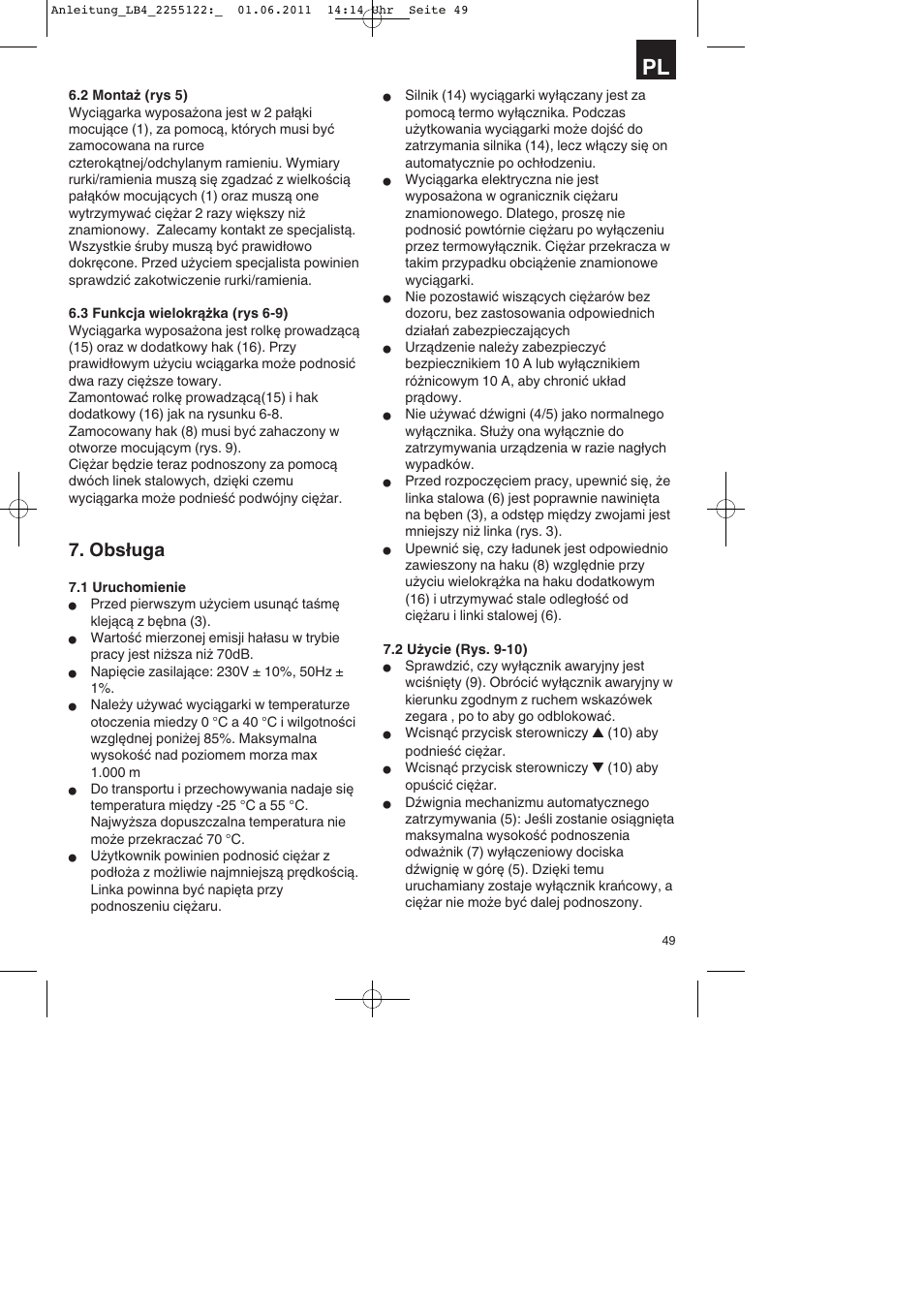 Obsługa | Parkside PSZ 250 A2 User Manual | Page 49 / 64