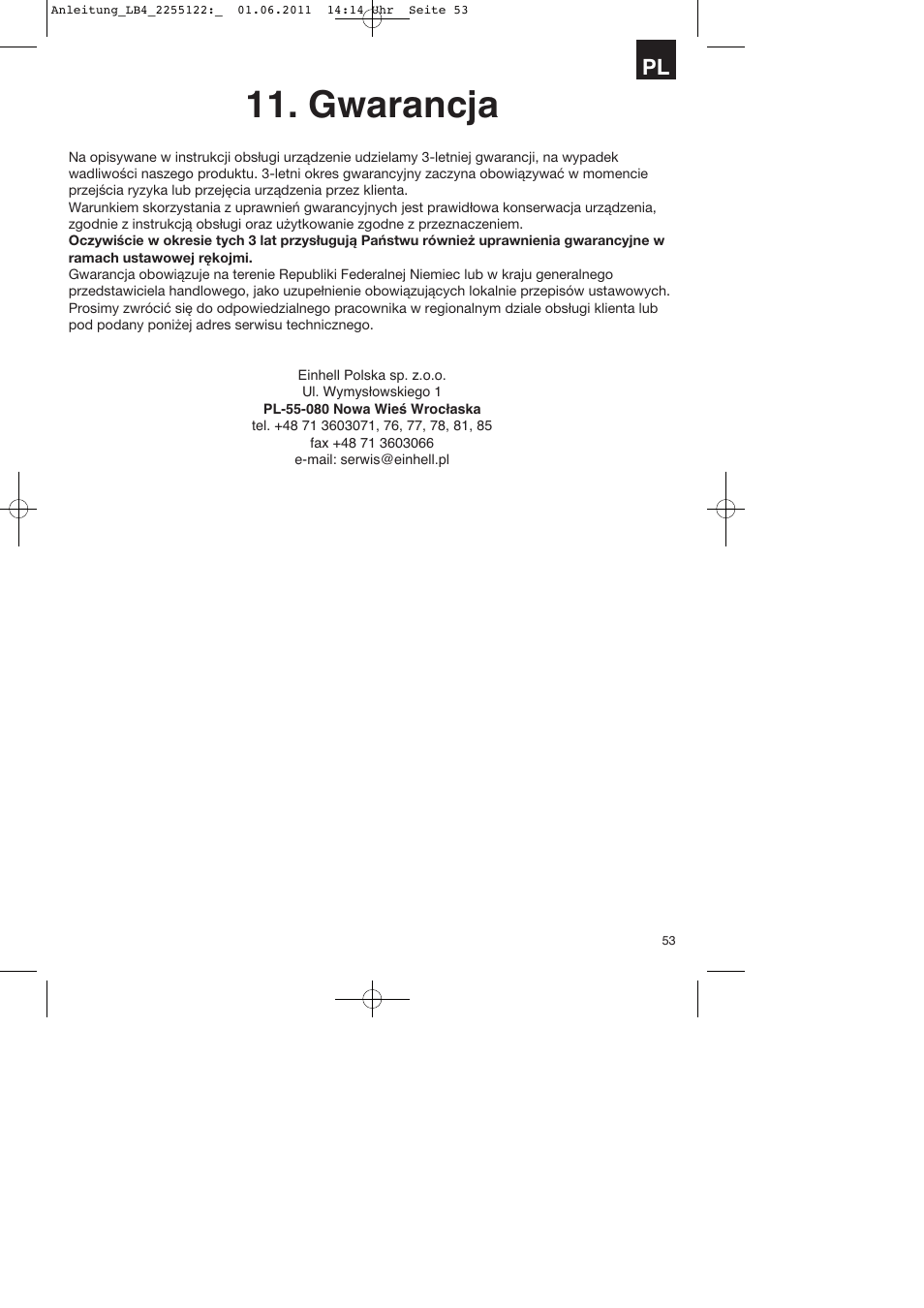 Gwarancja | Parkside PSZ 250 A2 User Manual | Page 53 / 64