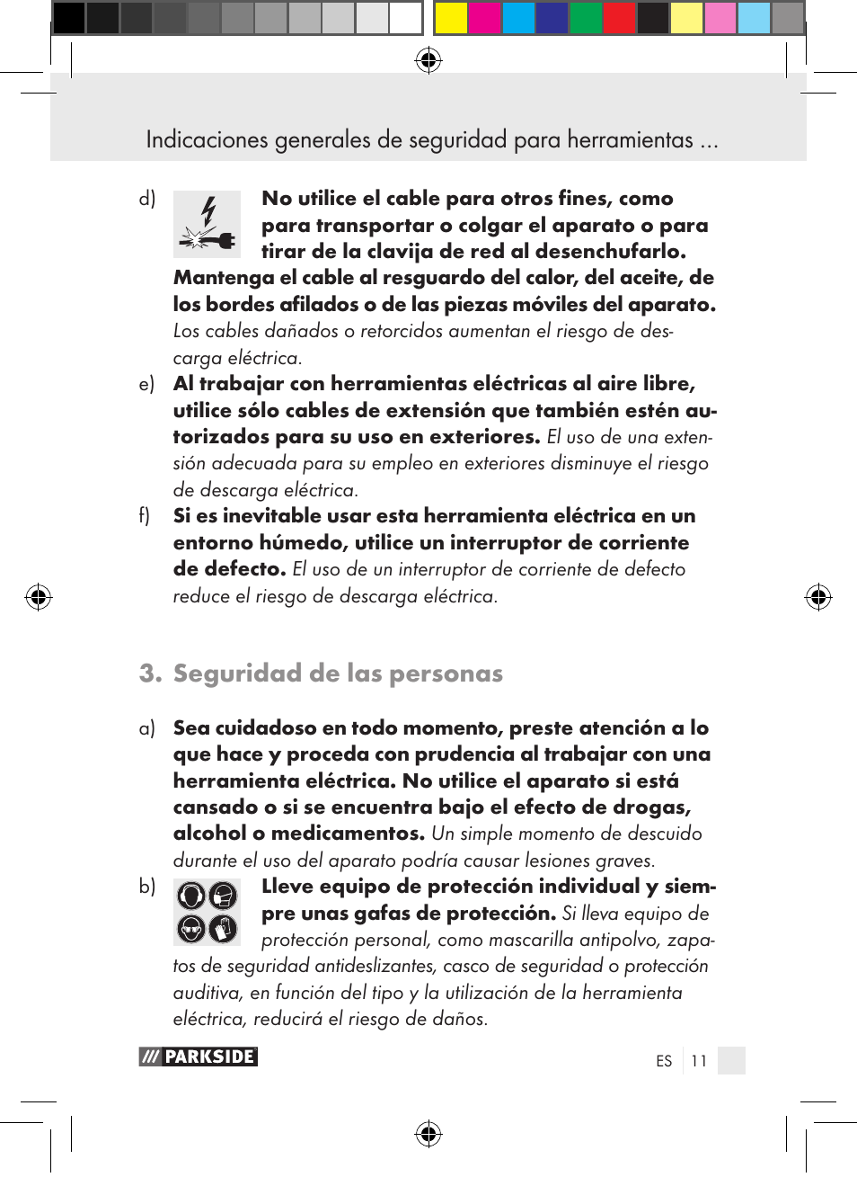 Seguridad de las personas | Parkside PGG 15 A1 User Manual | Page 11 / 85