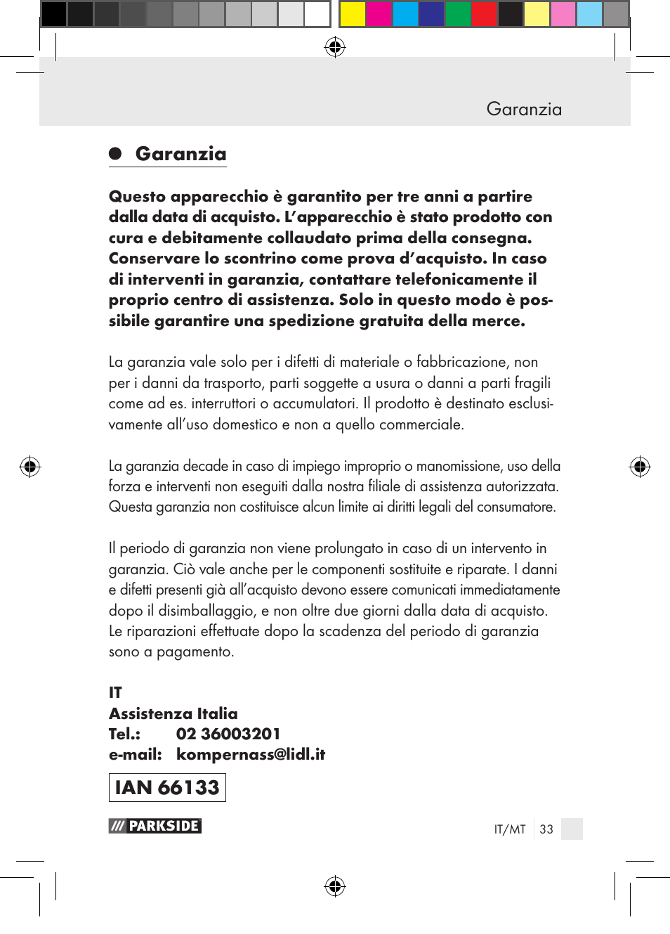 Garanzia | Parkside PGG 15 A1 User Manual | Page 33 / 85