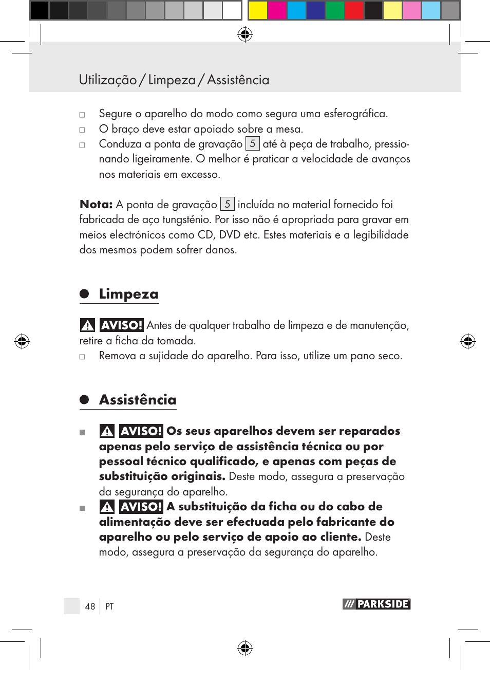 Utilização / limpeza / assistência, Limpeza, Assistência | Parkside PGG 15 A1 User Manual | Page 48 / 85