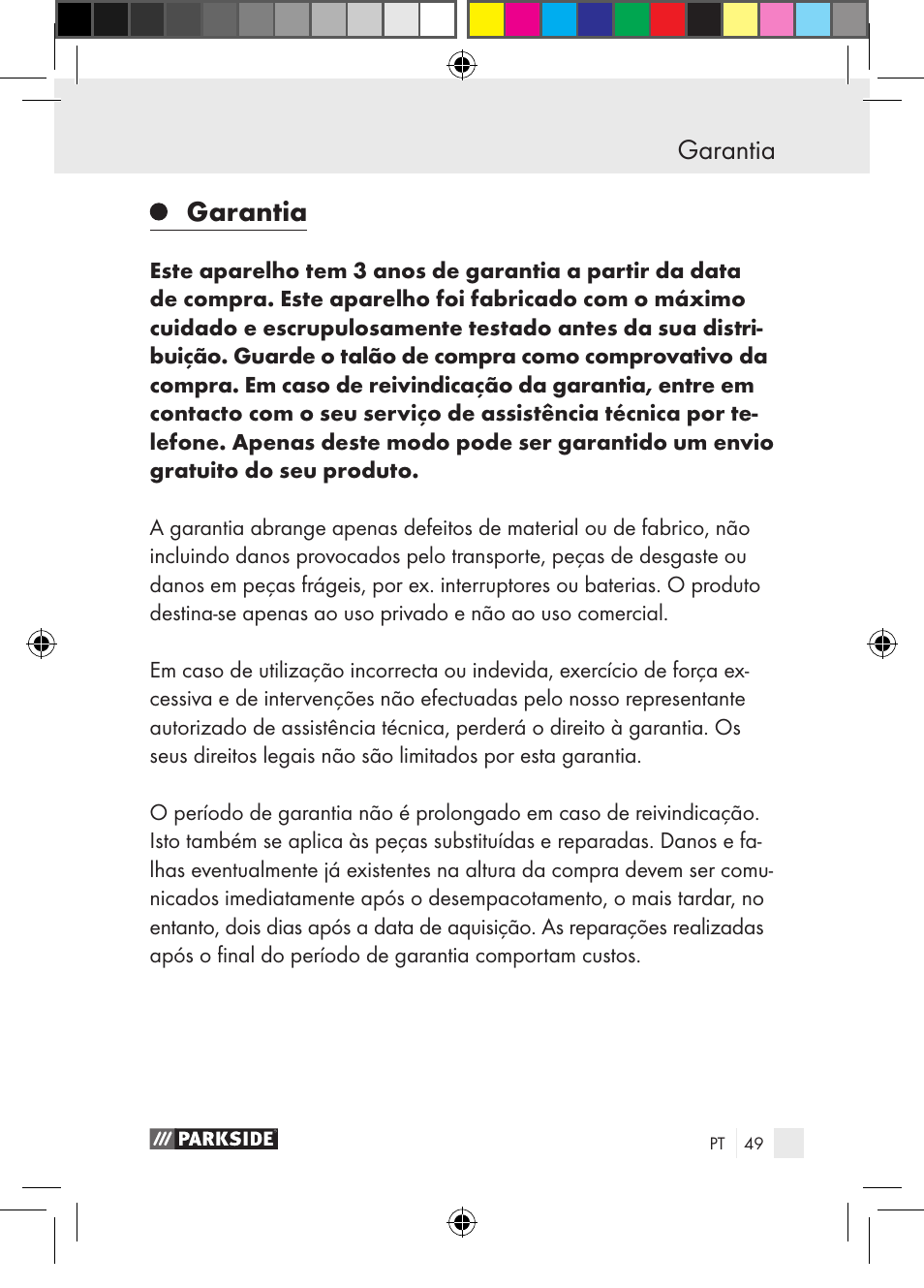 Garantia | Parkside PGG 15 A1 User Manual | Page 49 / 85